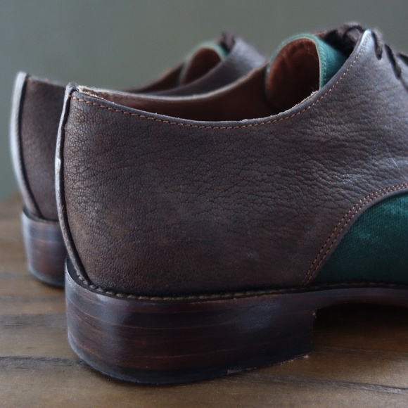 Green Canvas and Leather Esquivel Oxford Shoes main image 5
